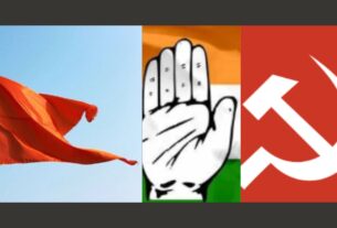 Hindutva communal mentality versus democratic and secular forces.